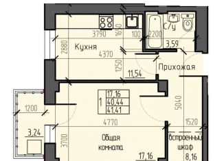 Продажа однокомнатной квартиры, 41.4 м2, Красноярск, Северное шоссе, 50А, Центральный район