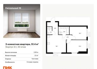Продажа двухкомнатной квартиры, 51.4 м2, Москва, метро Владыкино