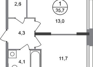 Продам 1-ком. квартиру, 35.7 м2, поселение Внуковское