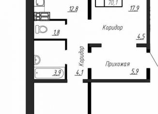 Продажа 2-комнатной квартиры, 70.1 м2, посёлок Тельмана