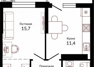 1-комнатная квартира на продажу, 36.8 м2, Краснодарский край, шоссе Ближний Западный Обход, 2к3
