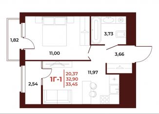 Продажа 1-комнатной квартиры, 33.5 м2, Пенза, проспект Строителей, 21А