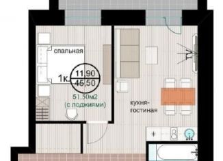 Продаю однокомнатную квартиру, 48.5 м2, Новосибирск, Советский район, Золотистый переулок, 2