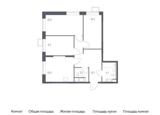 Продается 3-комнатная квартира, 64.1 м2, деревня Середнево, квартал № 23, 4к1
