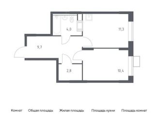 Продается 1-комнатная квартира, 38.2 м2, деревня Середнево, жилой комплекс Цветочные Поляны Экопарк, к3