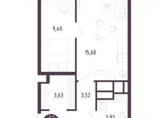 Продам 1-комнатную квартиру, 39.4 м2, Тульская область