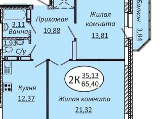 Продается 2-комнатная квартира, 65.4 м2, Новосибирск, улица Добролюбова