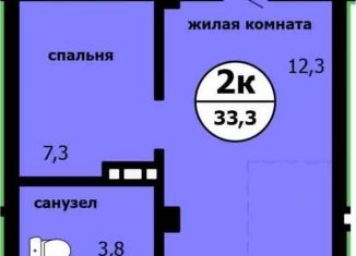 2-комнатная квартира на продажу, 33.3 м2, Красноярск, Ленинский район