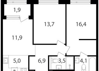 2-комнатная квартира на продажу, 63.4 м2, Москва, жилой комплекс Петровский Парк 2, к1, метро Динамо