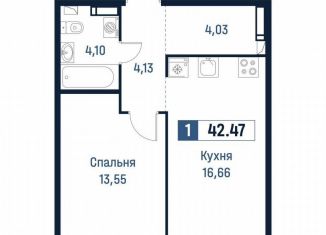 Продажа 1-комнатной квартиры, 42.5 м2, Мурино