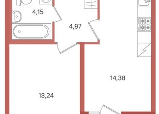 1-комнатная квартира на продажу, 38.4 м2, Сертолово