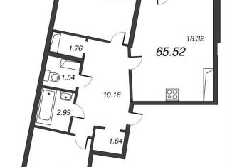 Продажа 2-комнатной квартиры, 67.3 м2, Мурино, Оборонная улица, 33к2