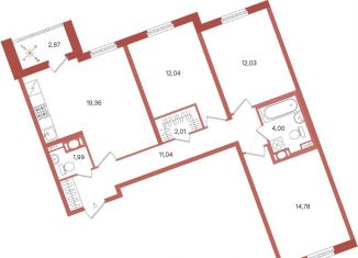 Трехкомнатная квартира на продажу, 78.7 м2, Сертолово