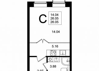 Продам квартиру студию, 26.1 м2, Химки