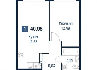 Продается 1-ком. квартира, 41 м2, Мурино