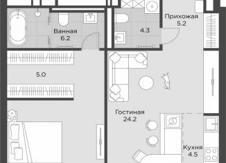 Однокомнатная квартира на продажу, 68.9 м2, Москва, улица Василисы Кожиной, вл25/1, район Филёвский Парк