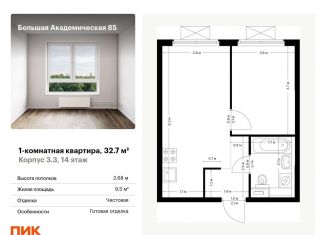 Продам 1-ком. квартиру, 32.7 м2, Москва, жилой комплекс Большая Академическая 85, к3.3