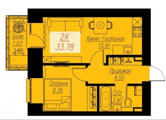 Продажа двухкомнатной квартиры, 33.8 м2, Красноярск, Семафорная улица, 441А, Кировский район