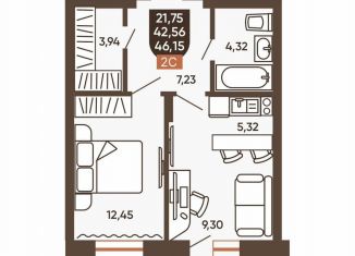 Продается двухкомнатная квартира, 46.2 м2, Новосибирск, Новоуральская улица, 10