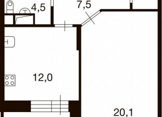 Продам однокомнатную квартиру, 46.3 м2, Москва, улица Семёна Гордого, 3