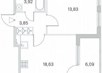 Продаю однокомнатную квартиру, 43.3 м2, посёлок Стрельна, ЖК Любоград