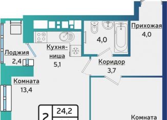 2-ком. квартира на продажу, 42.2 м2, Ижевск, улица Васнецова, 38