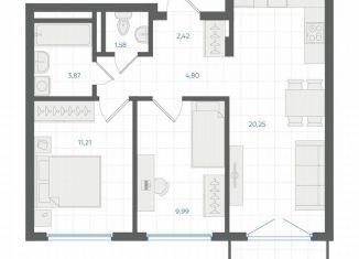 Продаю 2-комнатную квартиру, 55.4 м2, Екатеринбург, Ленинский район