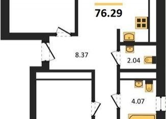 Продажа трехкомнатной квартиры, 76.3 м2, Калининград, улица Героя России Катериничева, 9к2