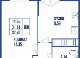 Продаю 1-комнатную квартиру, 32.7 м2, Санкт-Петербург, муниципальный округ Гавань, улица Вадима Шефнера, 4