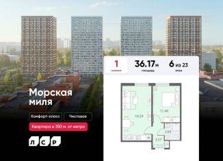 Продам однокомнатную квартиру, 36.2 м2, Санкт-Петербург, метро Проспект Ветеранов