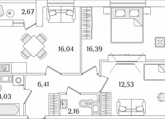 Продаю 2-ком. квартиру, 58.9 м2, Санкт-Петербург, Октябрьская набережная, 116