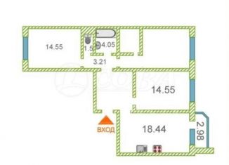 3-комнатная квартира на продажу, 86.8 м2, Тюмень, улица Монтажников, 42Б, ЖК Пятый квартал