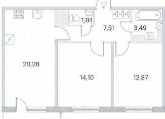 Продается двухкомнатная квартира, 61.3 м2, посёлок Шушары