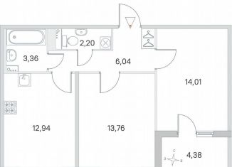 Продаю 2-комнатную квартиру, 54.5 м2, посёлок Стрельна