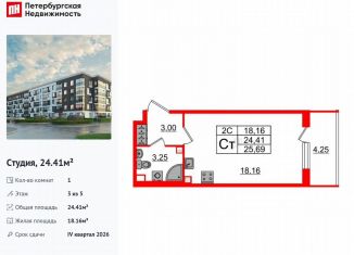 Продается квартира студия, 24.4 м2, Санкт-Петербург