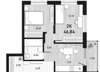 Продажа 2-комнатной квартиры, 46.5 м2, Новосибирск, метро Студенческая, Пермская улица, 12к2