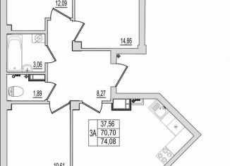 Продается 3-комнатная квартира, 74.1 м2, Псков, Линейная улица, 85