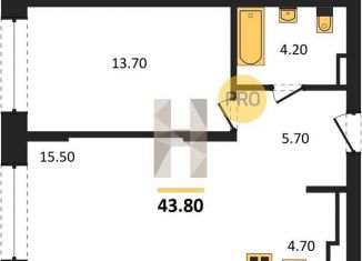 2-ком. квартира на продажу, 43.8 м2, Новосибирск, метро Золотая Нива