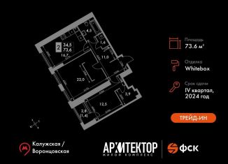 Продам трехкомнатную квартиру, 73.6 м2, Москва, улица Академика Волгина, 2с3