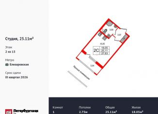 Продается квартира студия, 25.1 м2, Санкт-Петербург