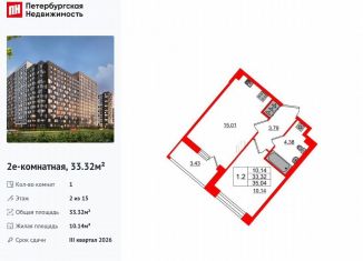 Продажа 1-комнатной квартиры, 33.3 м2, Санкт-Петербург