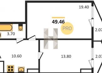 Продаю двухкомнатную квартиру, 49.5 м2, Ростов-на-Дону, проспект Космонавтов, 1В