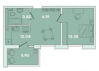 Продам 1-комнатную квартиру, 41.3 м2, Иркутск, улица Петрова, 16