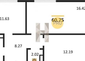 Продаю двухкомнатную квартиру, 60.9 м2, Новосибирск