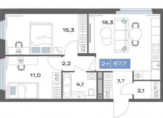 Продажа 2-ком. квартиры, 57.7 м2, Екатеринбург, метро Чкаловская, улица Академика Парина, 11с1