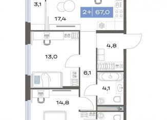 2-ком. квартира на продажу, 67 м2, Екатеринбург, метро Чкаловская