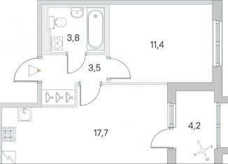 Продается 1-ком. квартира, 38.9 м2, посёлок Шушары, улица Нины Петровой, 8к1