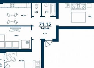 Продаю 3-ком. квартиру, 71.2 м2, Республика Башкортостан