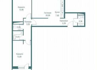 Трехкомнатная квартира на продажу, 78.3 м2, Одинцово, ЖК Одинбург