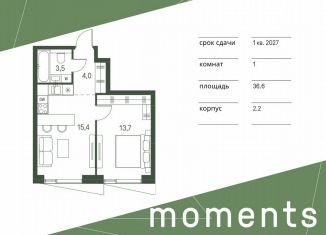 Продам 1-ком. квартиру, 36.6 м2, Москва, жилой комплекс Моментс, к2.2, метро Войковская